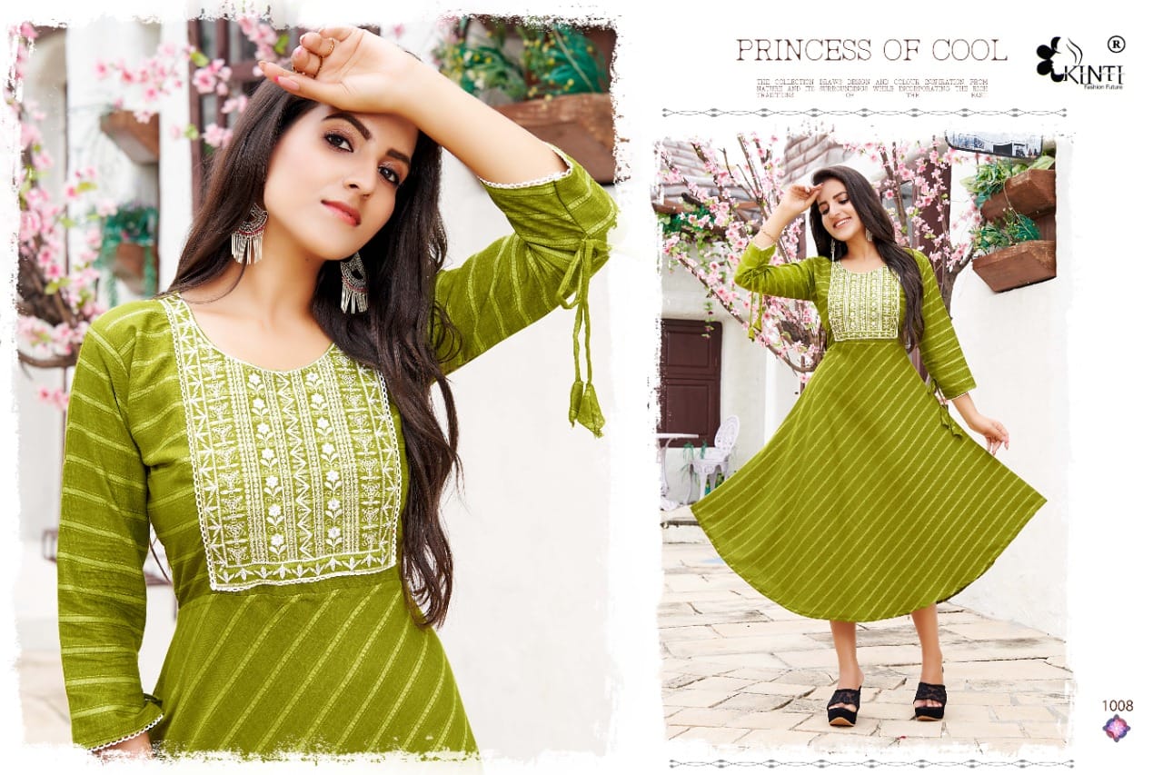 Kinti Laheriya New Exclusive Wear Rayon Printed Anarkali Kurti Collection